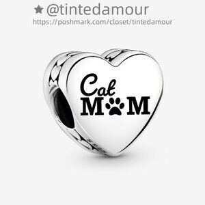 Pandora Engravable Cat Mom Heart Charm